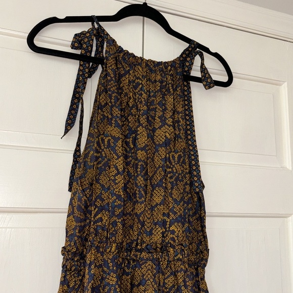 NEW ULLA JOHNSON Mika Dress in Hemlock Midi Size 8 Patterned Shoulder Tie Dress - Picture 11 of 16
